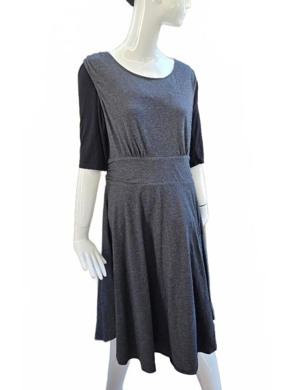 Prana Jola Organic Cotton Fit &  Flair Midi Dress - Charcoal Grey -  XL